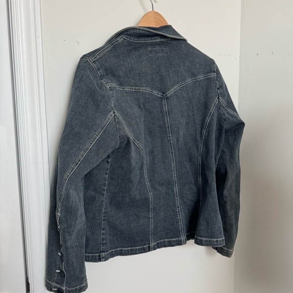 Vintage denim coat with unique buttons and stitching punk y2k grunge M - Picture 7 of 7